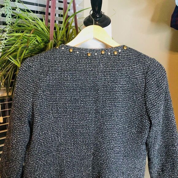 Forever 21 Embellished Gray Tweed Blazer Jacket Women's Medium - Picture 7 of 7